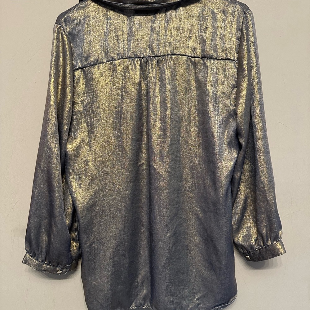 Y2K Vibes Sara Michelle Metallic Button Down Shirt Small - Picture 6 of 7
